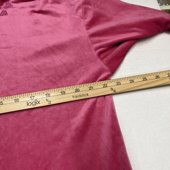 Magaschoni Y2K Velour Jogger Set Tracksuit L Pink Rhinestone Heart Loungewear - Picture 11 of 15